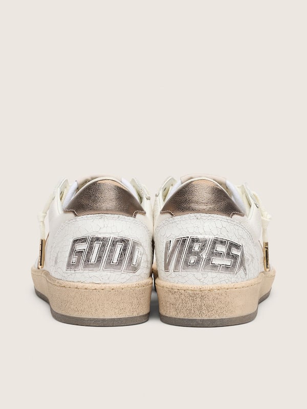 Golden Goose Ball Star Wishes Damen aus wei&szlig;em Leder mit bronzefarbenem Metallic-Lederstern Ball Star white woman