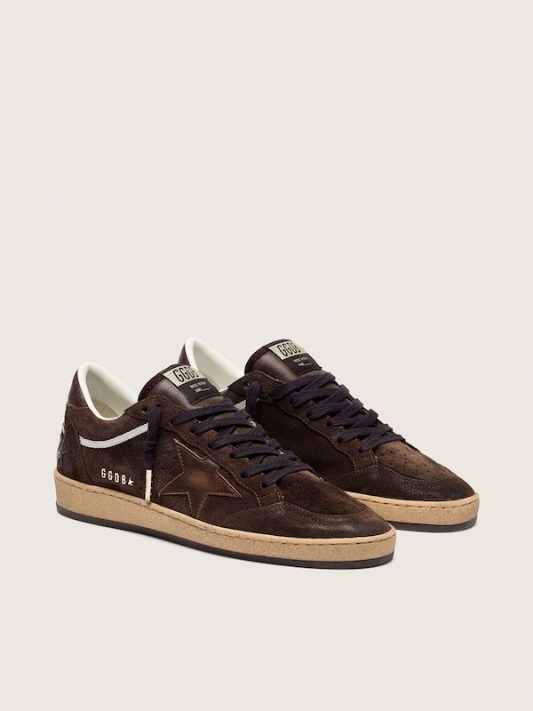 Women's Ball Star in brown suede with brown leather star and heel tab
