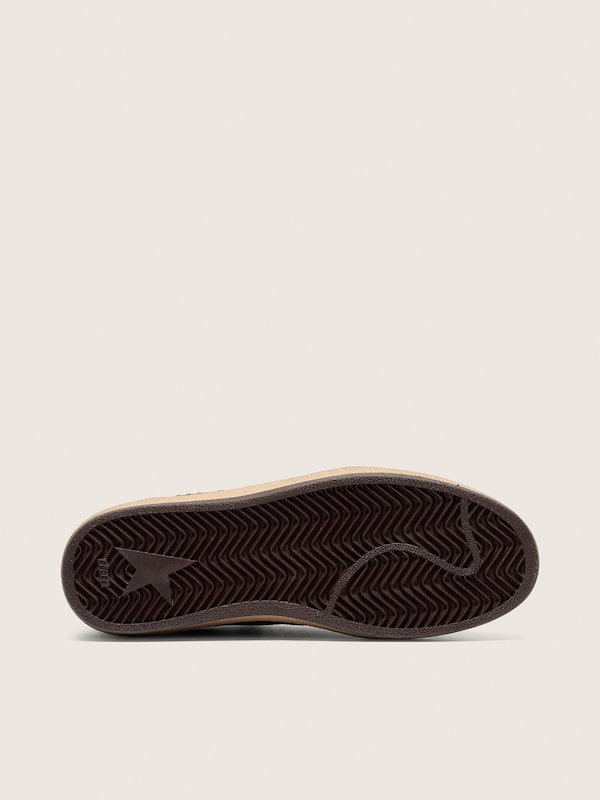 Golden Goose - Ball Star Donna in suede marrone con stella e talloncino in pelle marrone in 