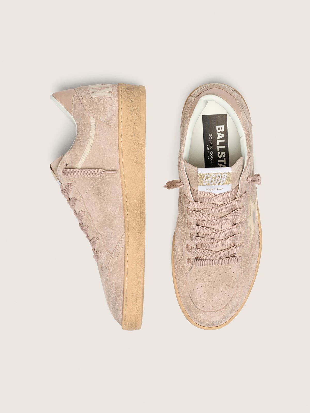 Women's Ball Star in powder-pink suede with metallic gold star