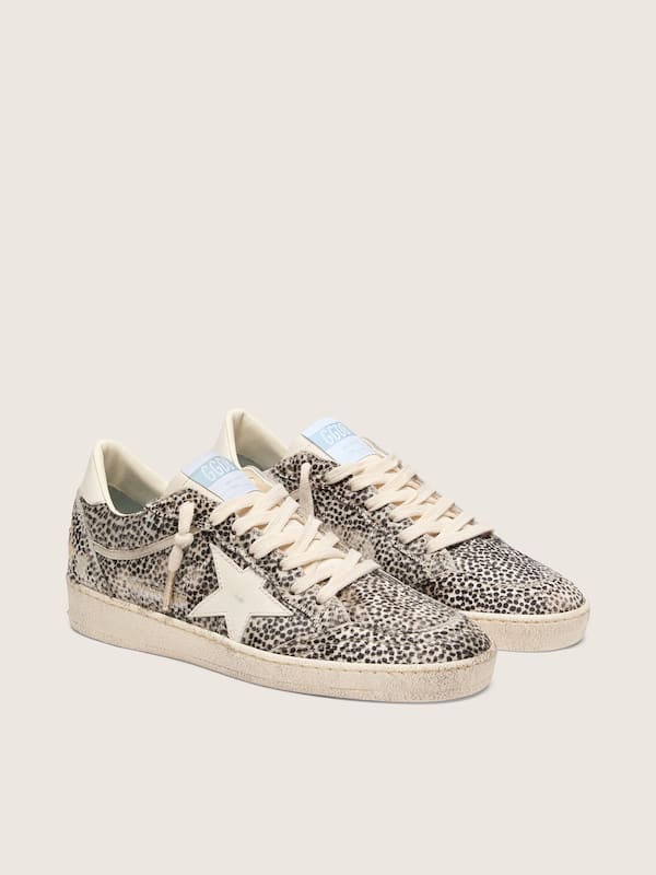 Ball Star LTD de mujer de piel efecto potro con estampado leopardo con estrella de piel color crema