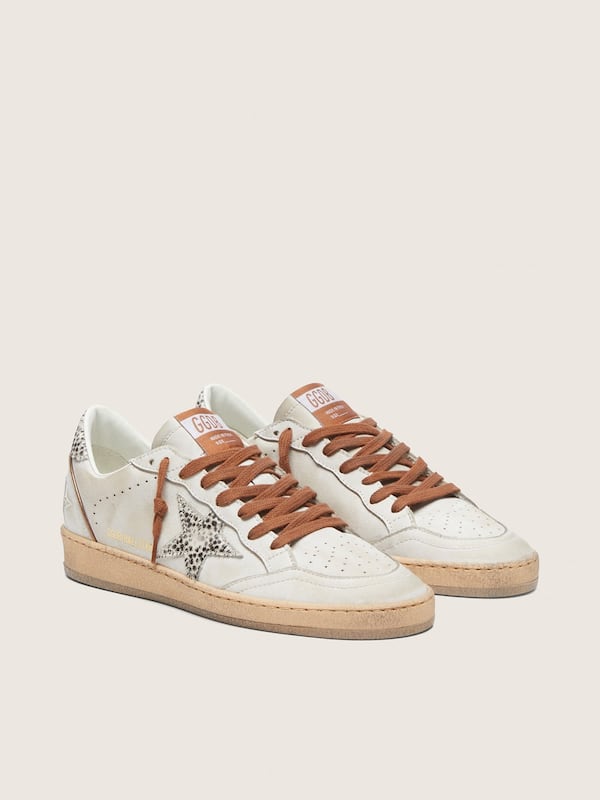 Ball Star LTD donna in pelle bianca con stella in cavallino leo zebrato