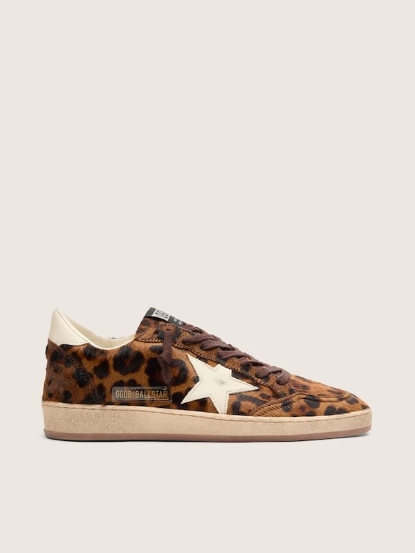 Golden Goose - Ball Star donna in cavallino leopardato con stella crema in 