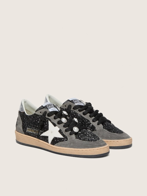 Golden Goose - Women's gray and black Ball Star LTD in glitter with Skins in 