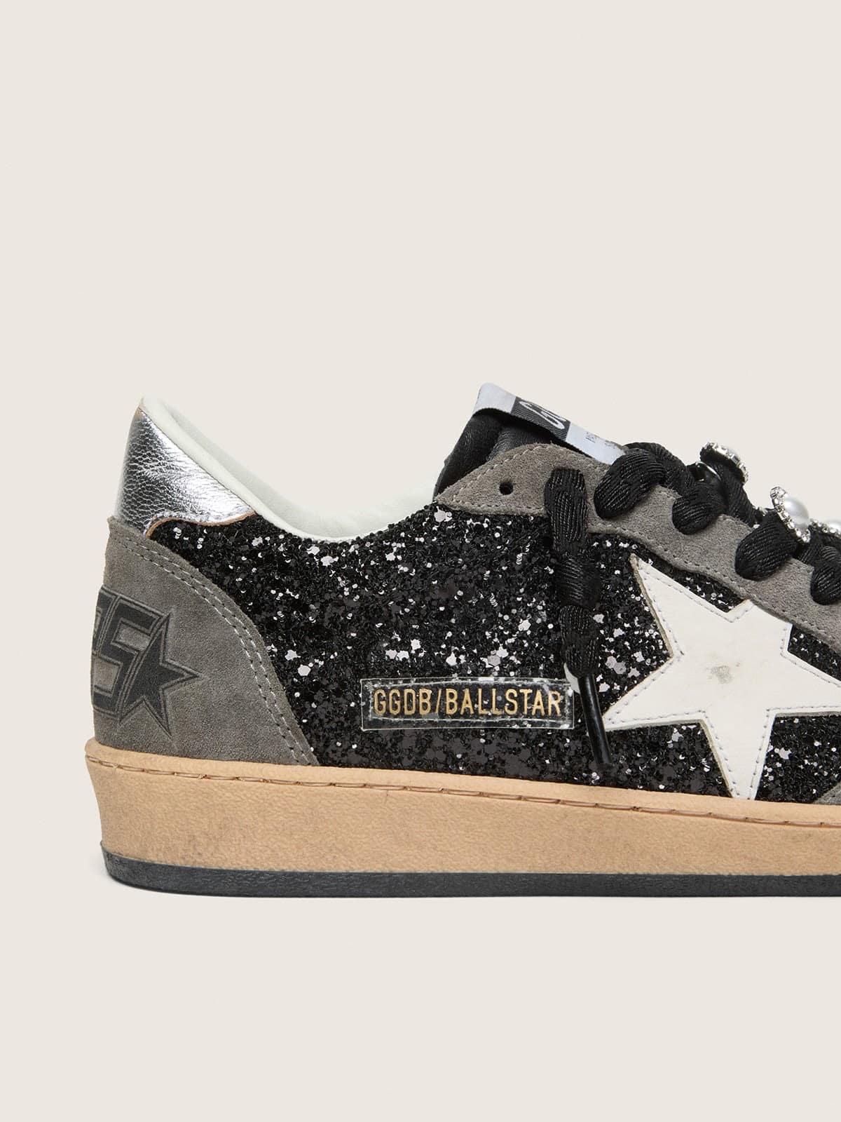 Golden Goose - Women's gray and black Ball Star LTD in glitter with Skins in 