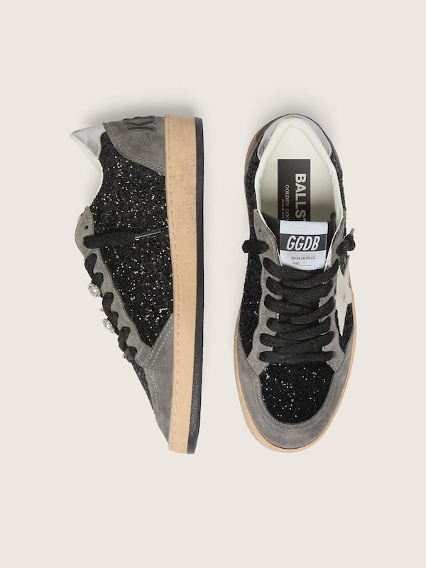 Golden Goose - Women's gray and black Ball Star LTD in glitter with Skins in 
