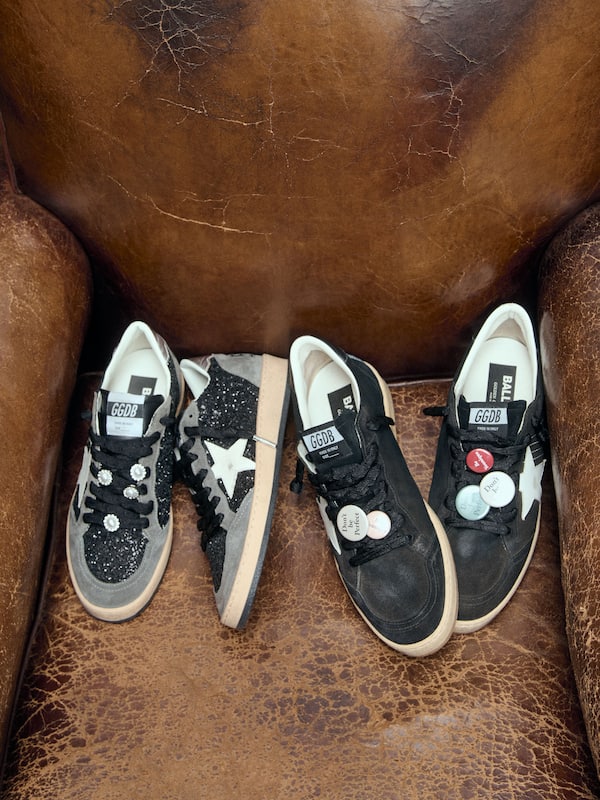 Golden Goose - Women's gray and black Ball Star LTD in glitter with Skins in 