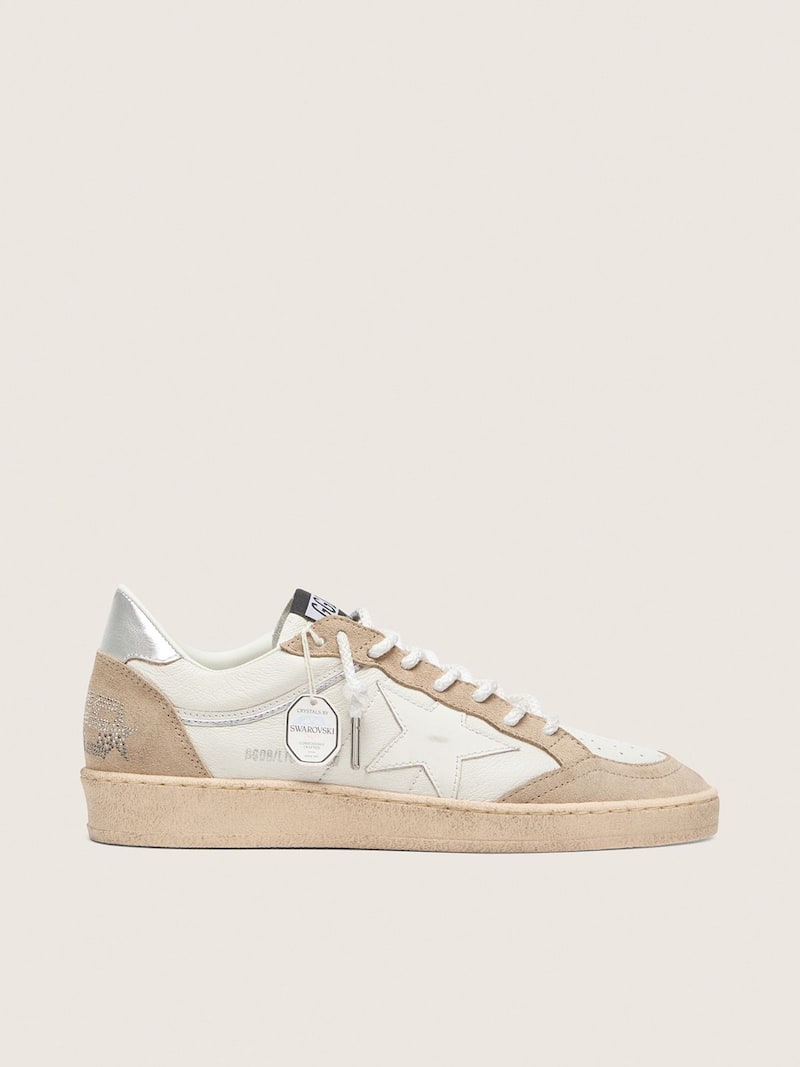 Ball Star LTD donna in pelle bianca e suede beige con stella bianca