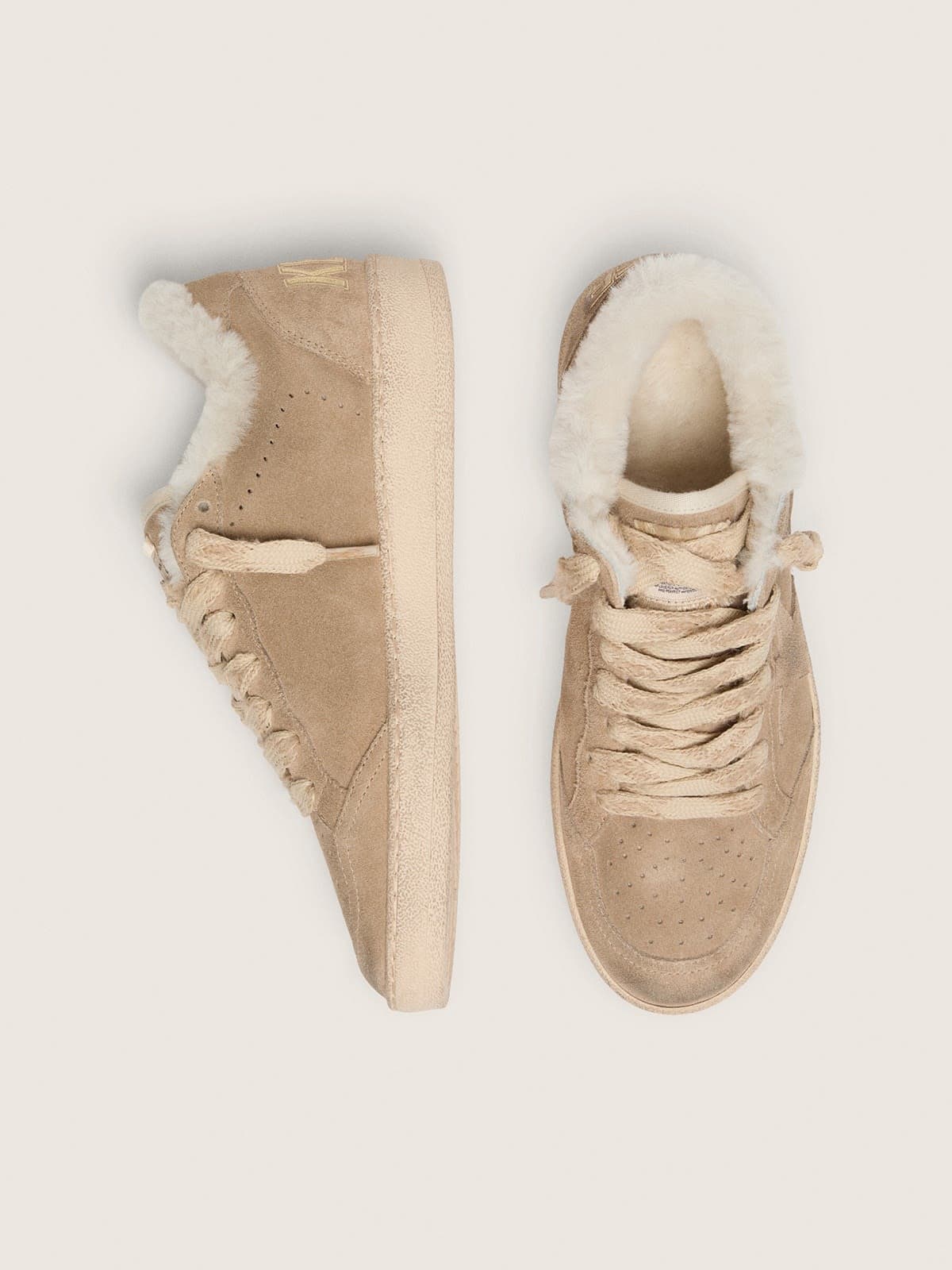 Golden Goose - Women's Ball Star in beige suede with matching star and shearling lining in 