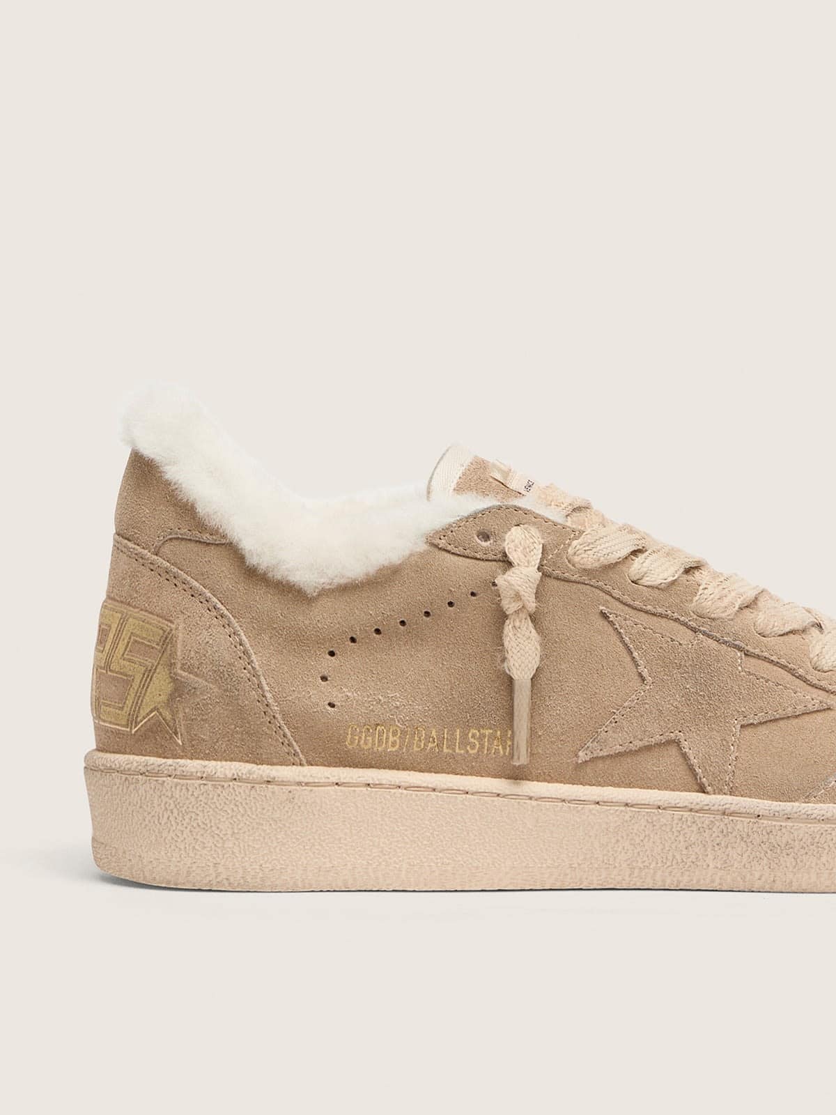 Golden Goose - Women's Ball Star in beige suede with matching star and shearling lining in 