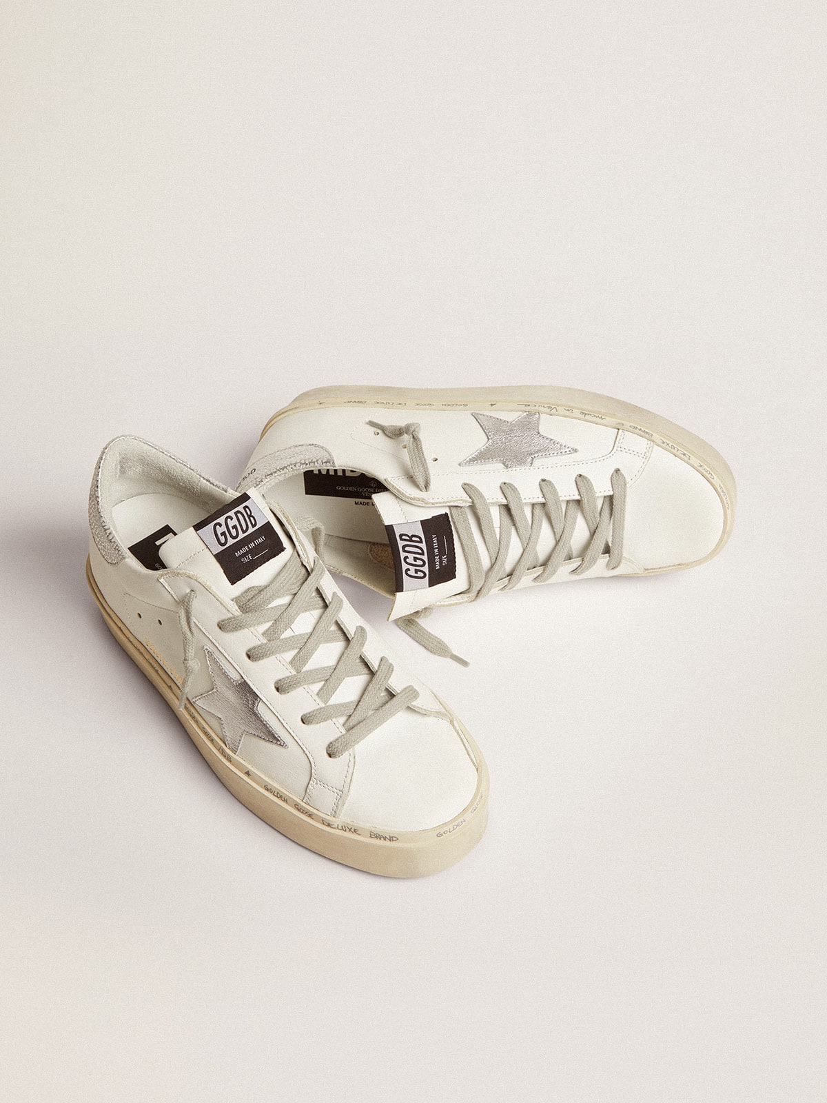 Golden Goose - Women's Hi Star with star and metallic silver heel in 