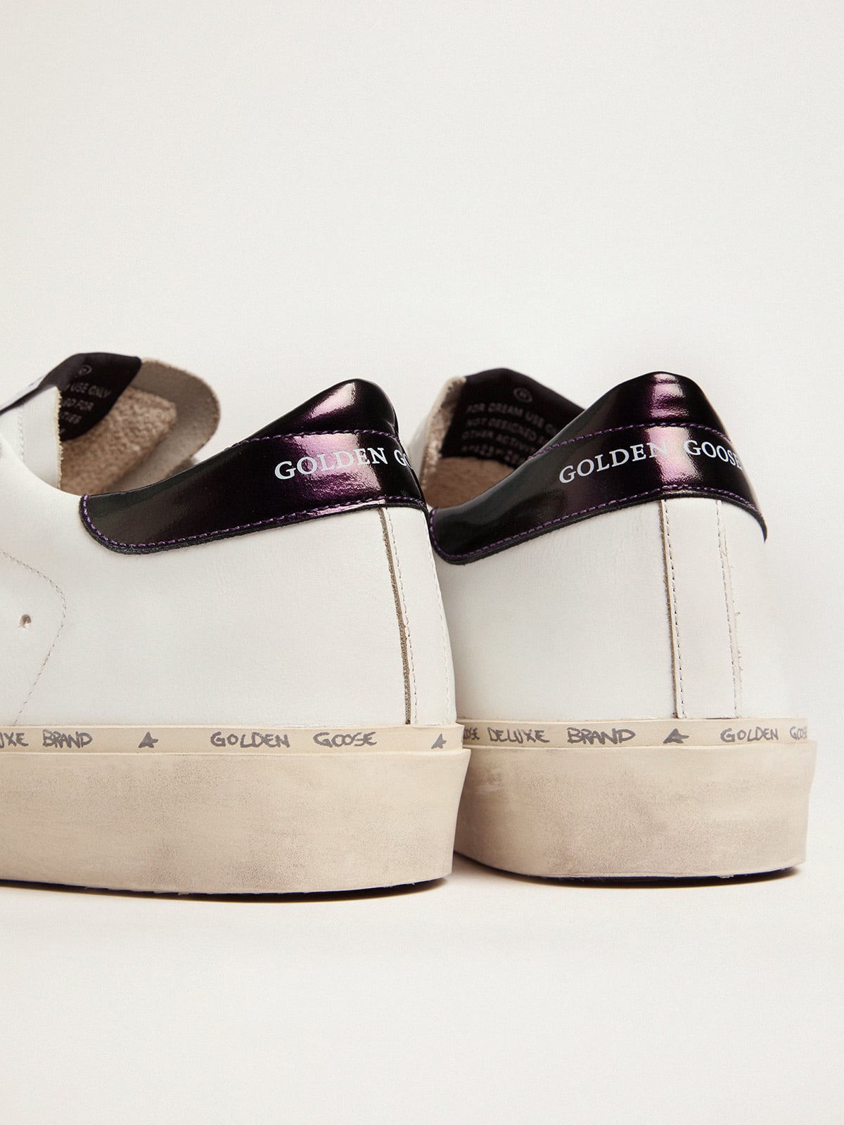 Golden Goose - White Hi-Star sneakers with glittery star and pink laces in 