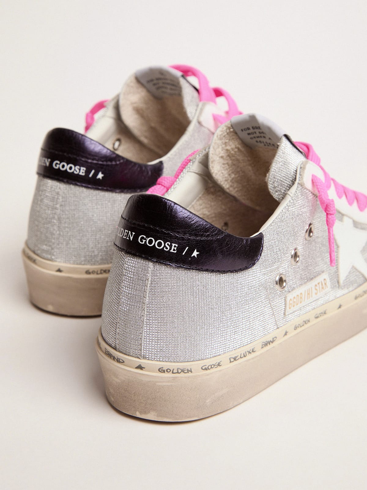 Golden Goose - Hi Star sneakers in glitter with checkered pattern and white star in 