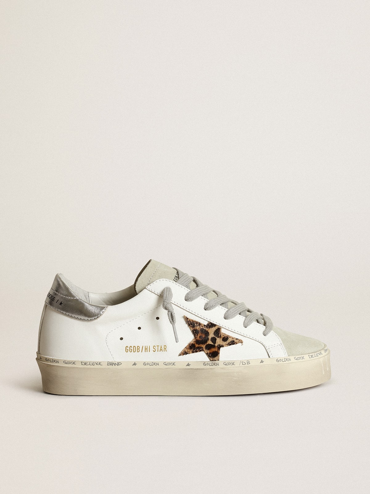 Women's Hi Star with star in leopard print pony skin and silver heel