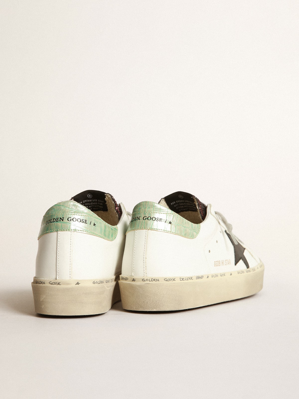 Golden Goose - White Hi-Star sneakers with glittery insert and black star in 