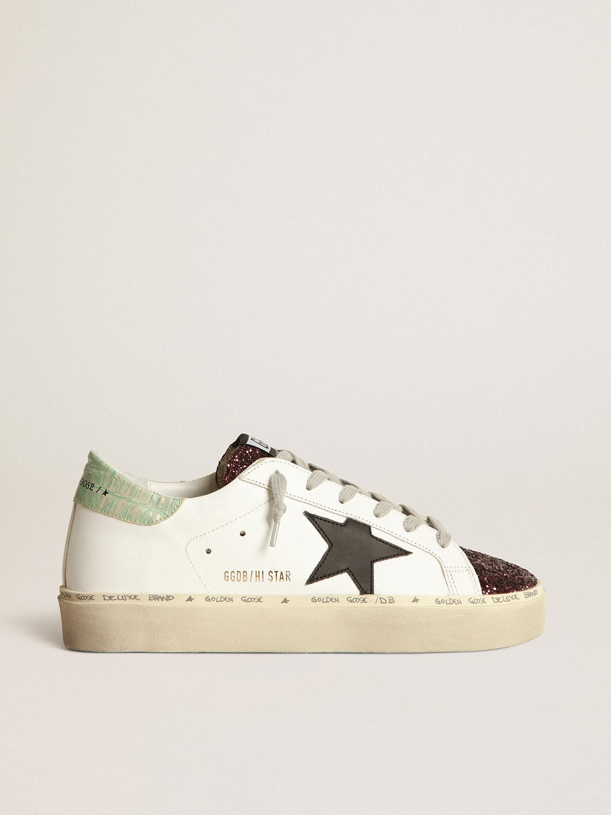 Golden Goose - White Hi-Star sneakers with glittery insert and black star in 