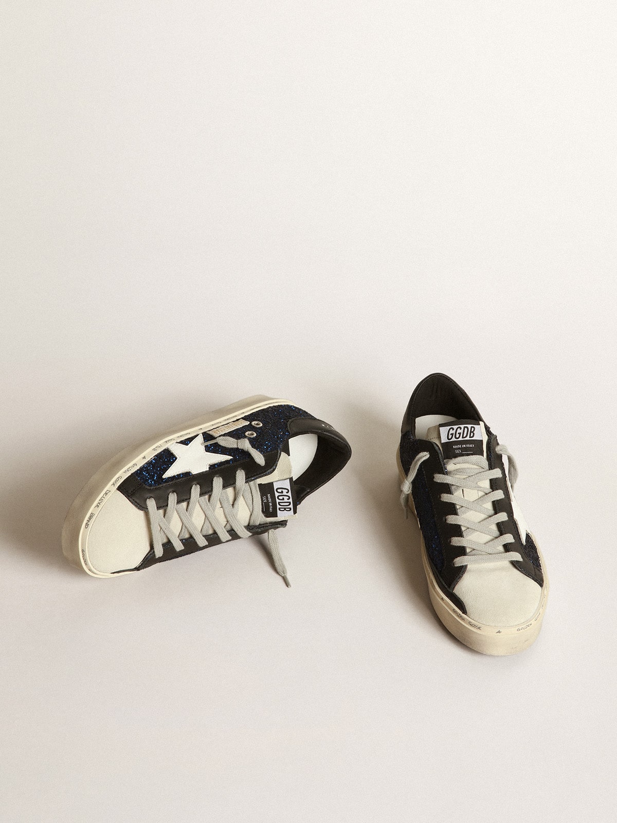 Golden Goose - Sneakers Hi Star in suede con glitter blu in 