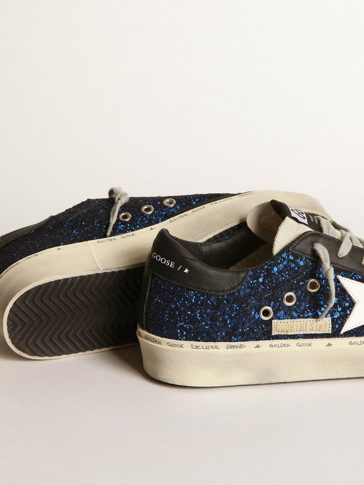 Golden Goose - Sneakers Hi Star in suede con glitter blu in 