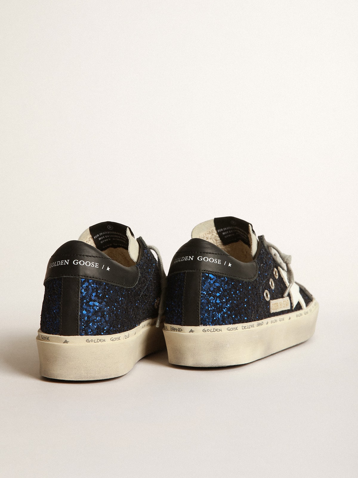 Golden Goose - Sneakers Hi Star in suede con glitter blu in 