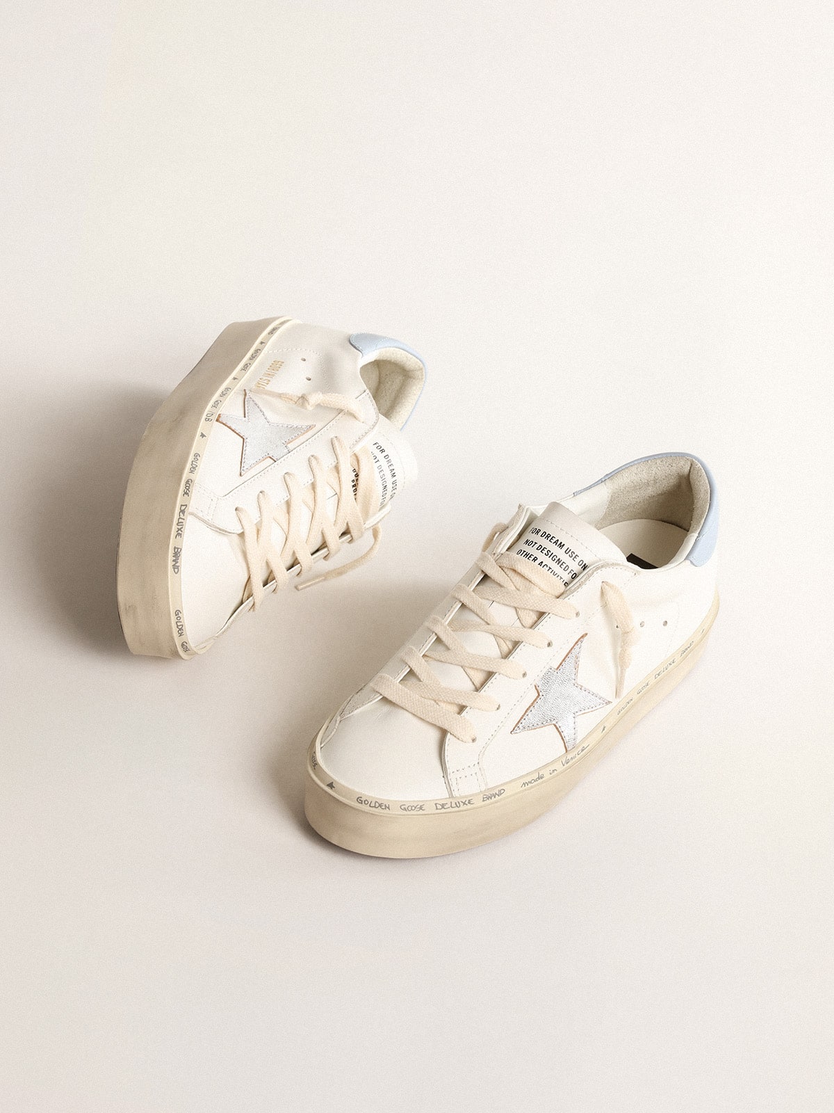 Golden Goose - Hi Star with metallic leather star and powder-blue heel tab in 