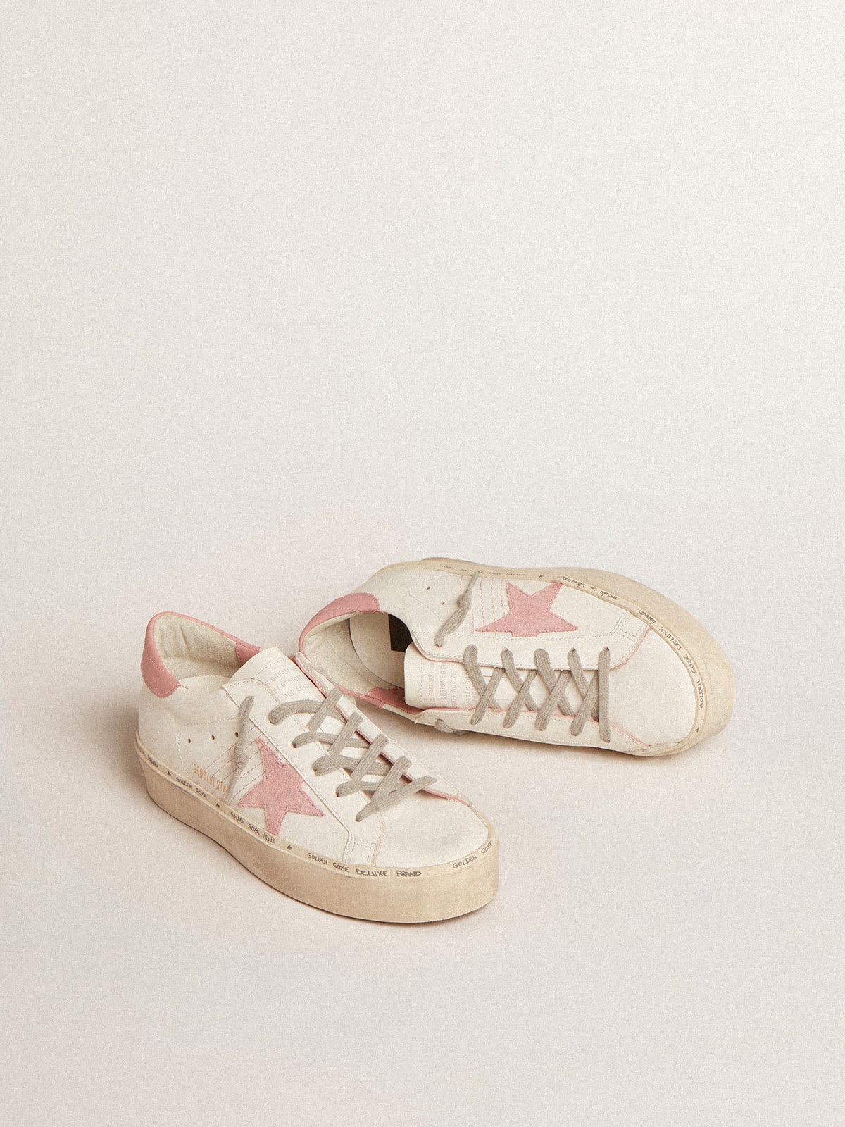 Golden Goose - Hi Star con estrella de ante y refuerzo del talón de piel rosa antiguo in 