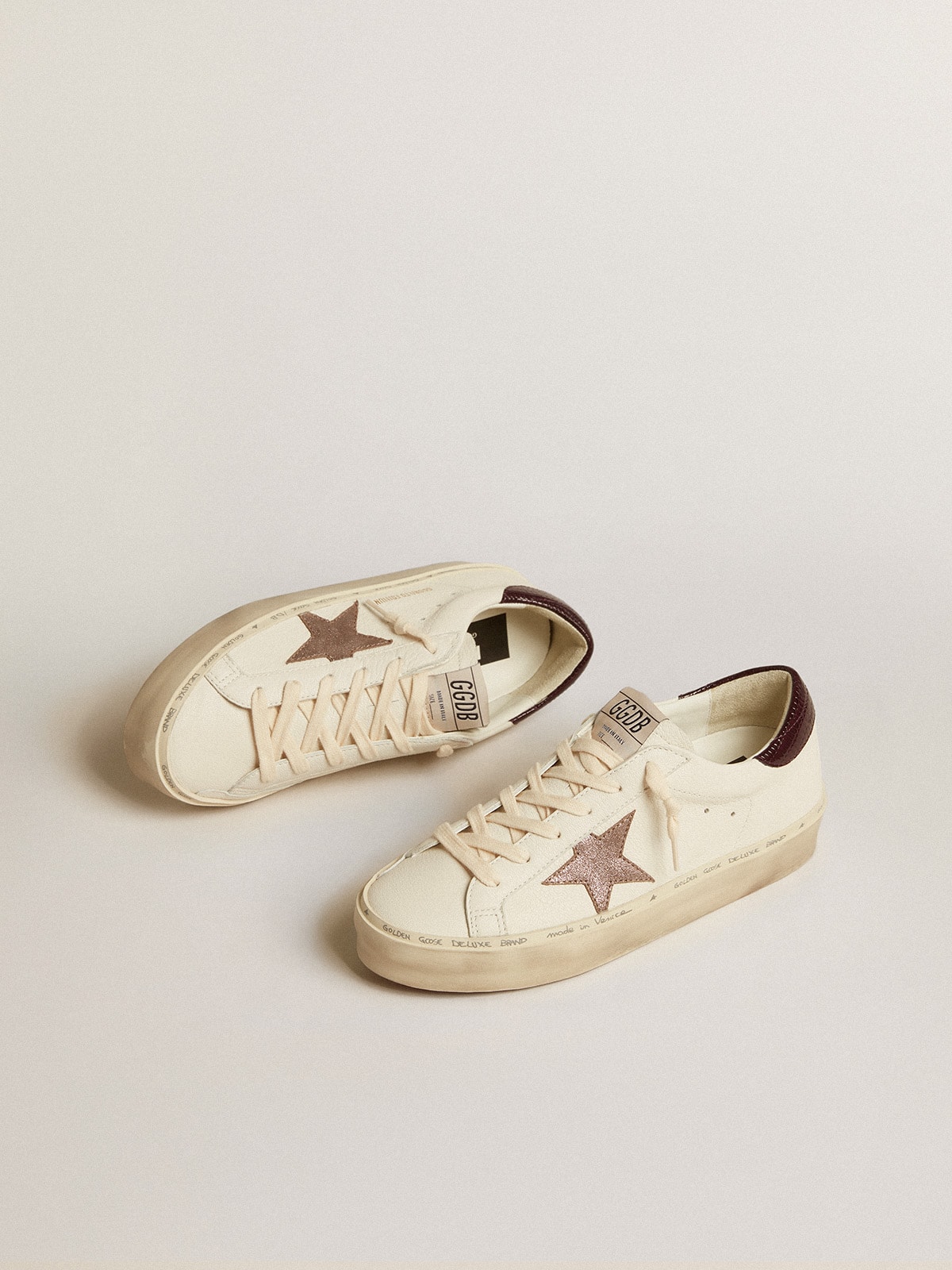 Golden Goose - Women's Hi Star LTD in nappa with glitter star and lizard-print heel tab in 