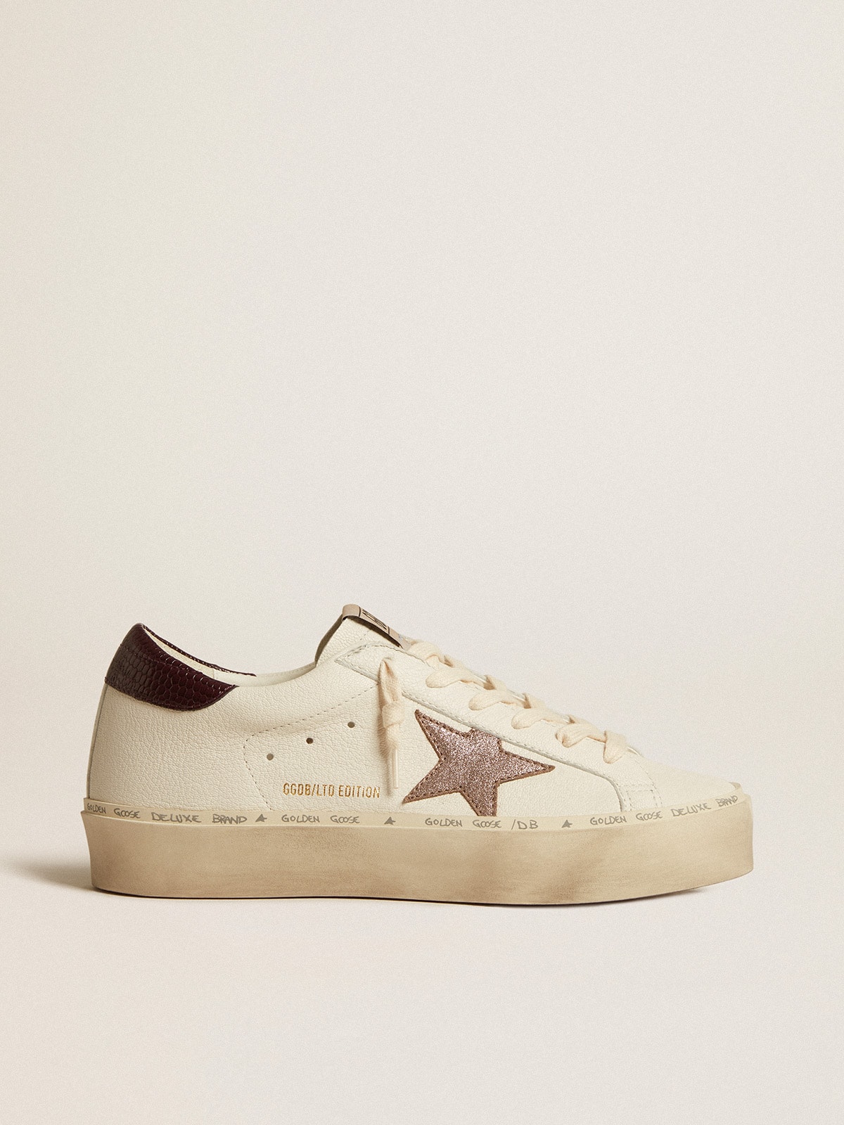 Golden Goose - Women's Hi Star LTD in nappa with glitter star and lizard-print heel tab in 