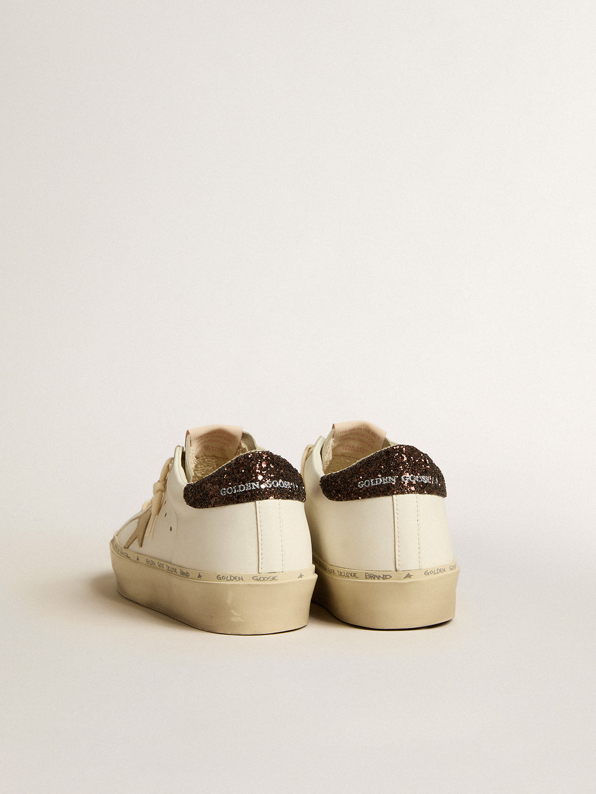 Golden Goose - Hi Star with platinum metallic leather star and glitter heel tab in