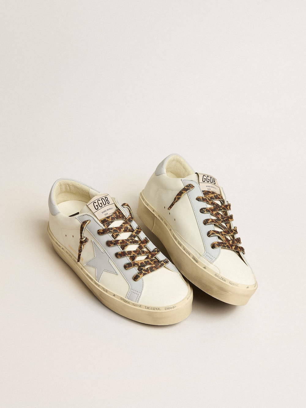 Golden Goose - Hi Star LTD in leather with light blue leather star and heel tab in 