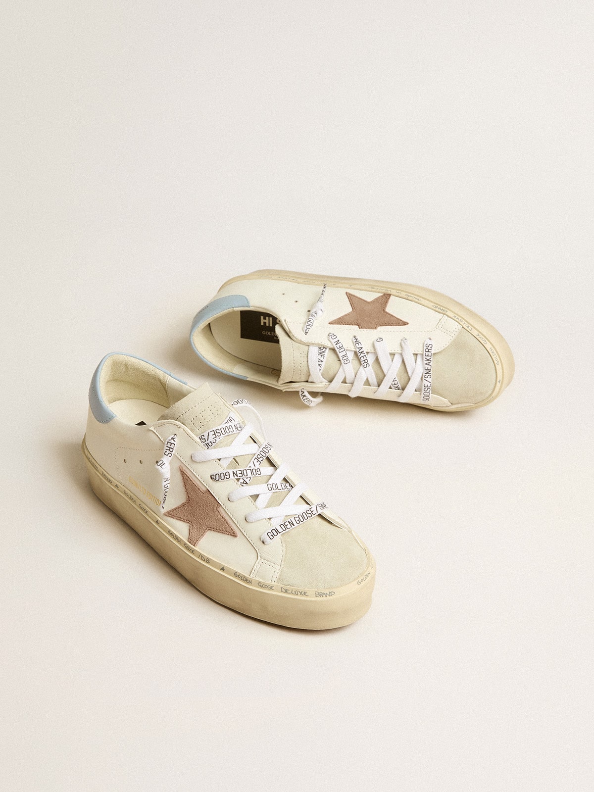 Golden Goose - Hi Star LTD com estrela de suede rosa e talão de couro azul in 