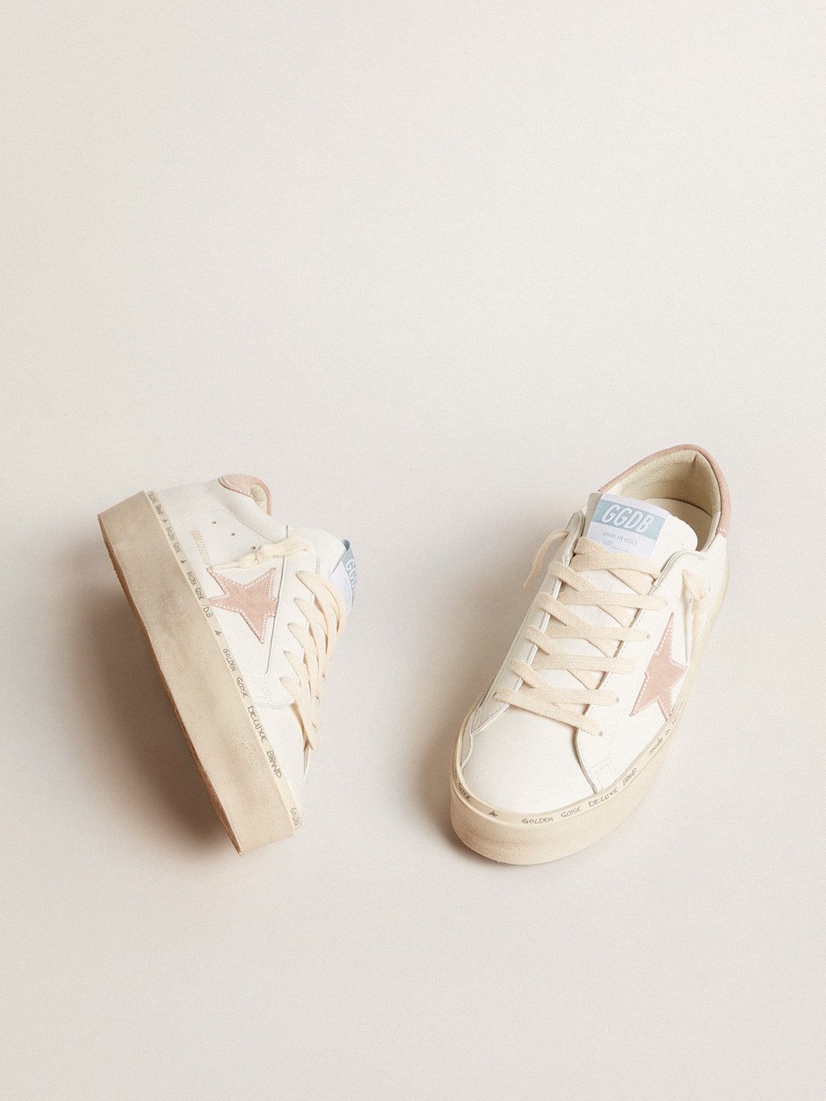 Golden Goose - Hi Star Damen LTD mit Stern und Ferse aus antikrosa Rauleder mit Perlen in 