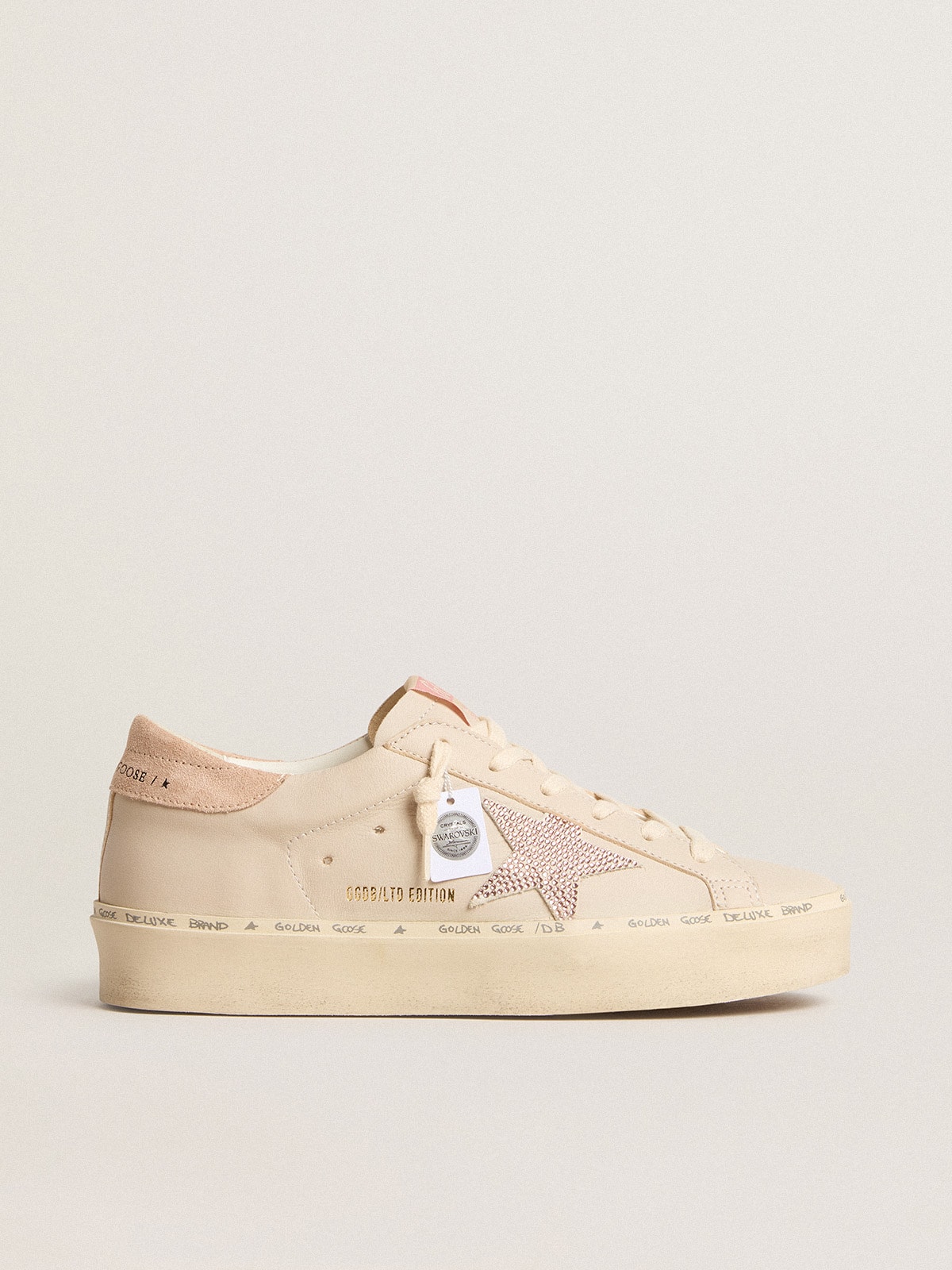 Golden Goose - Hi Star LTD de napa com estrela de suede e cristais Swarovski rosa in 