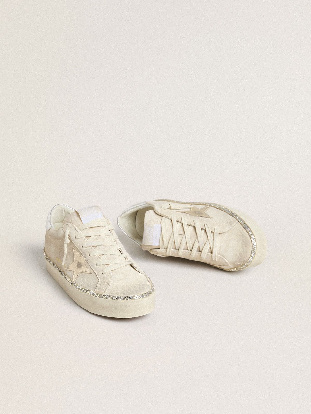 Hi Star en cuir velours avec étoile et contrefort en cuir lamé argenté