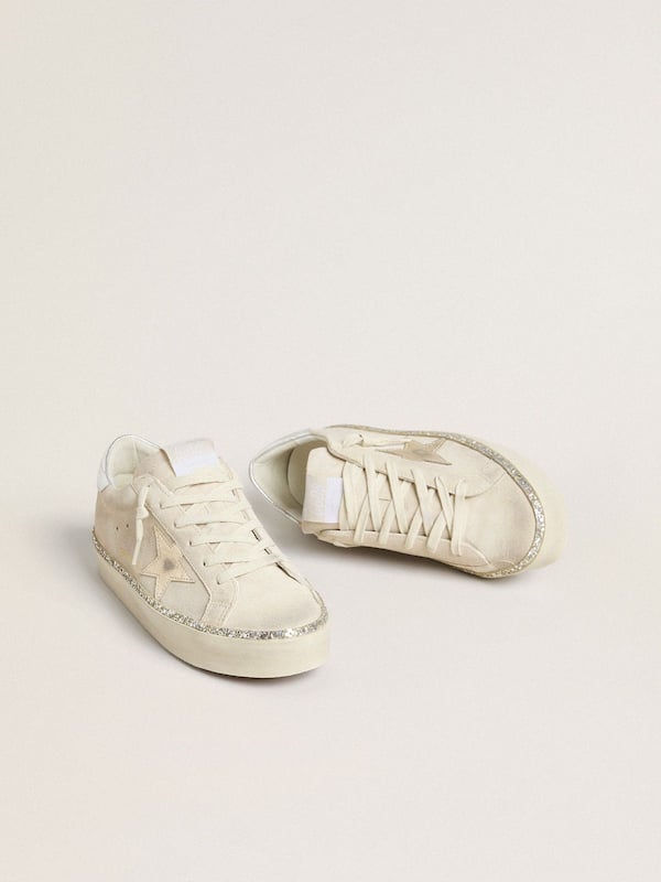 Golden Goose - Hi Star in suede with silver metallic leather star and heel tab in 