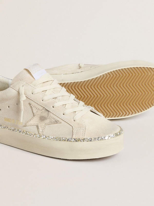 Golden Goose - Hi Star in suede with silver metallic leather star and heel tab in 