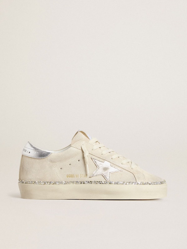 Golden Goose - Hi Star in suede with silver metallic leather star and heel tab in 