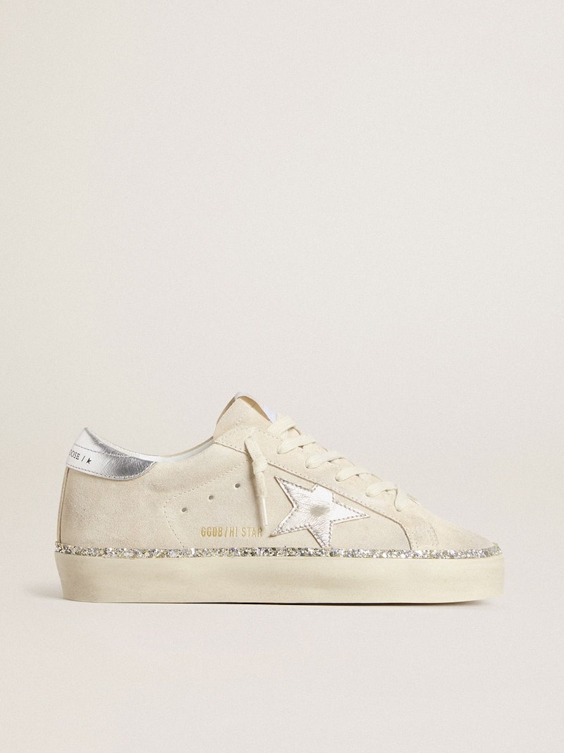 Hi Star en cuir velours avec étoile et contrefort en cuir lamé argenté