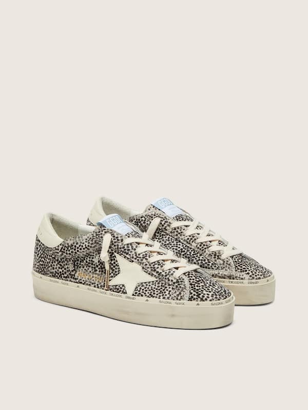Women&rsquo;s Hi Star in black and white pony skin with white leather star