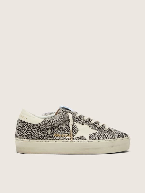 Golden Goose - Hi Star donna in cavallino bianco e nero con stella in pelle bianca in 