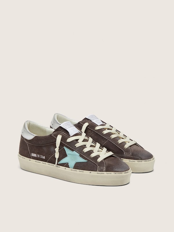 Hi Star de mujer de ante marr&oacute;n con estrella verde agua