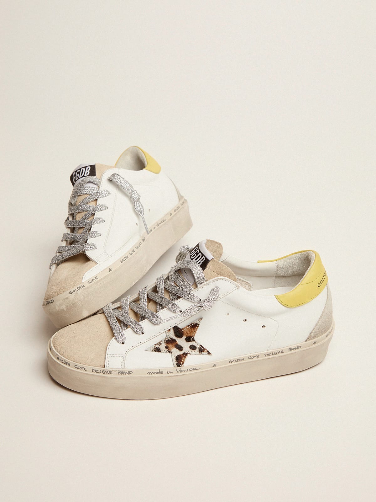 Golden Goose - Hi Star LTD sneakers with zebra-print pony skin star and glitter heel tab in 