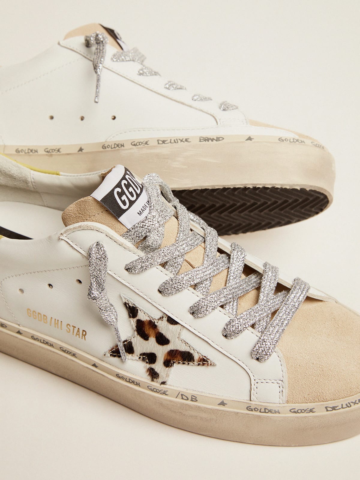 Golden Goose - Hi Star LTD sneakers with zebra-print pony skin star and glitter heel tab in 