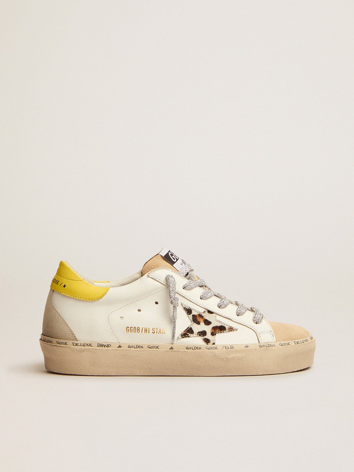 Golden Goose - Hi Star LTD sneakers with zebra-print pony skin star and glitter heel tab in 