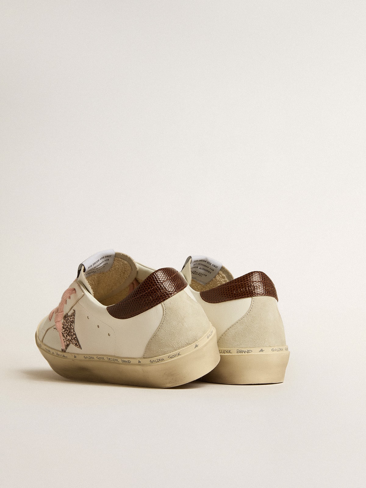 Golden Goose - Women's Hi Star LTD with glitter star and brown lizard-print heel tab in 