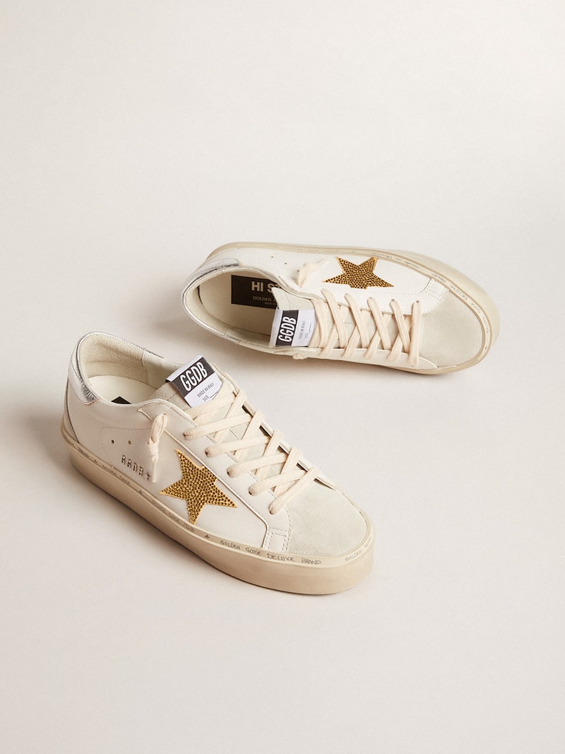 Golden Goose - Hi Star with Swarovski crystal star and silver leather heel tab in 