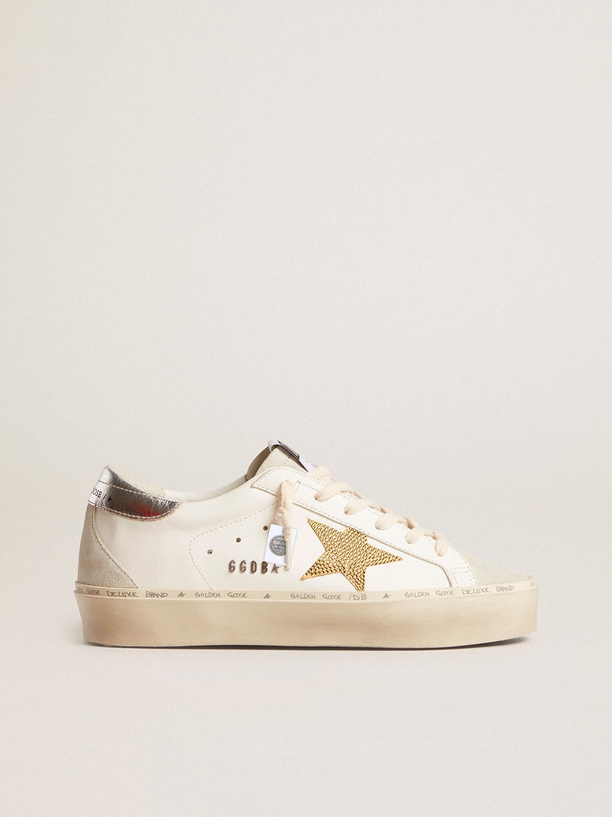 Golden Goose - Hi Star avec étoile en cristaux Swarovski et contrefort en cuir argenté in 