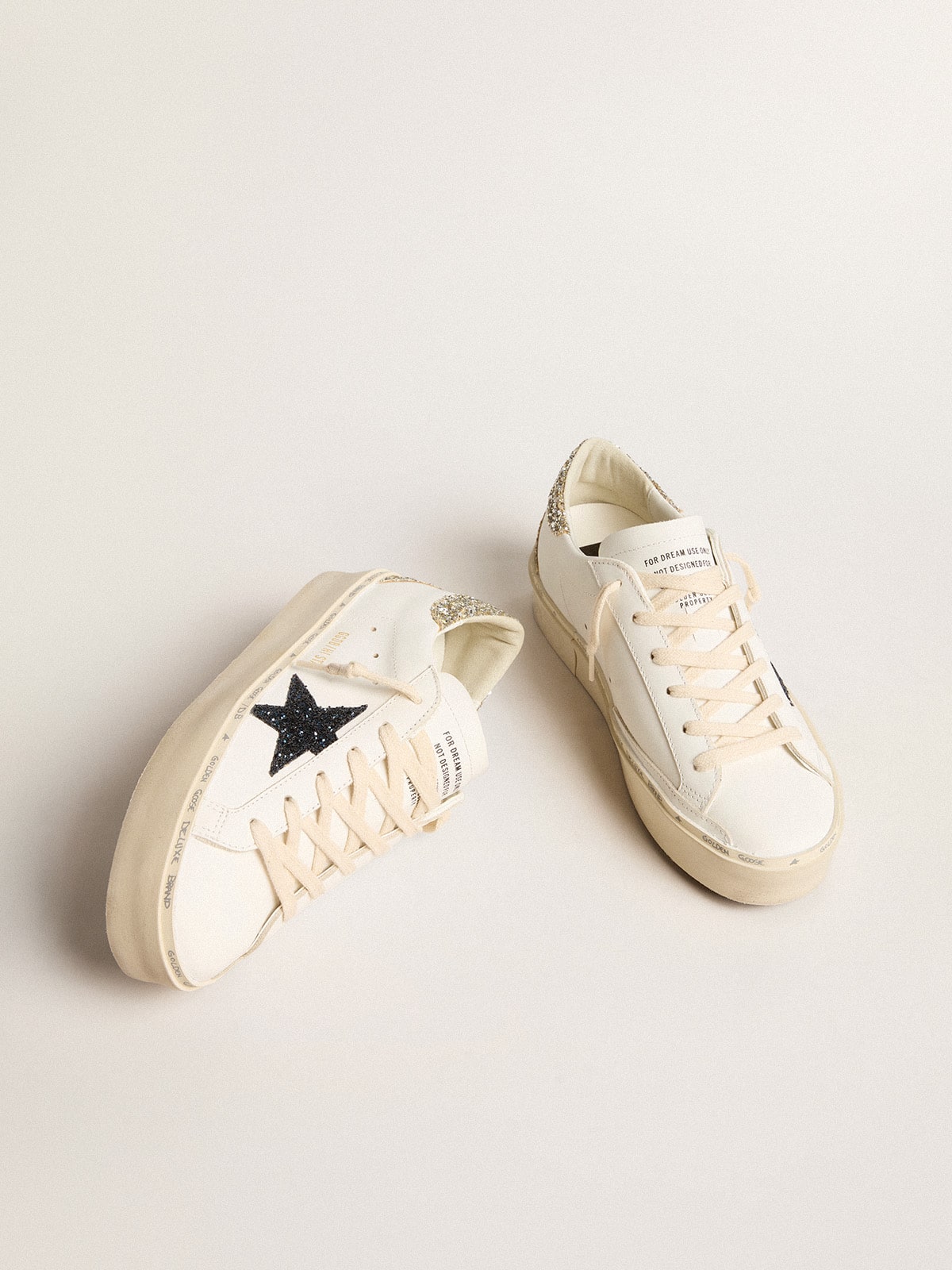 Golden Goose - Hi Star avec étoile pailletée bleue et contrefort pailleté platine in 