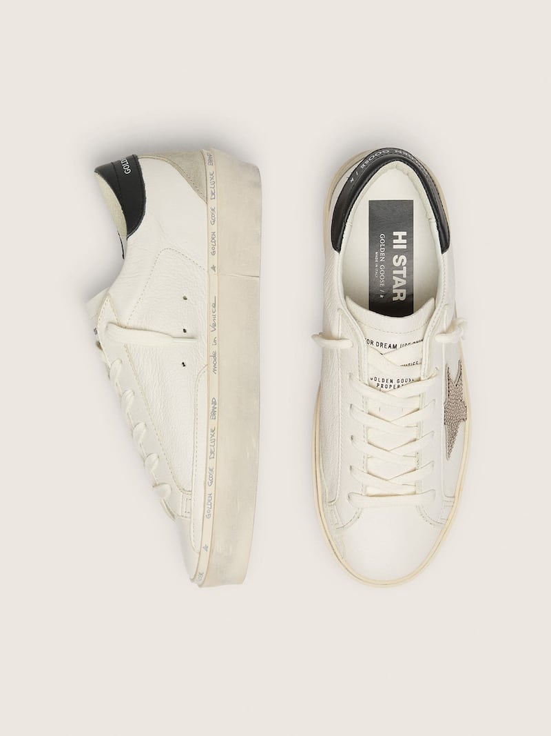 Golden Goose - Hi Star  with Swarovski crystal star and black leather heel tab in 