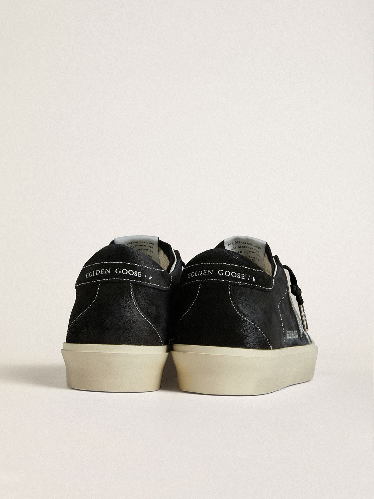 Golden Goose - Hi Star pour femme en cuir velours noir avec étoile en cristaux Swarovski argentés in