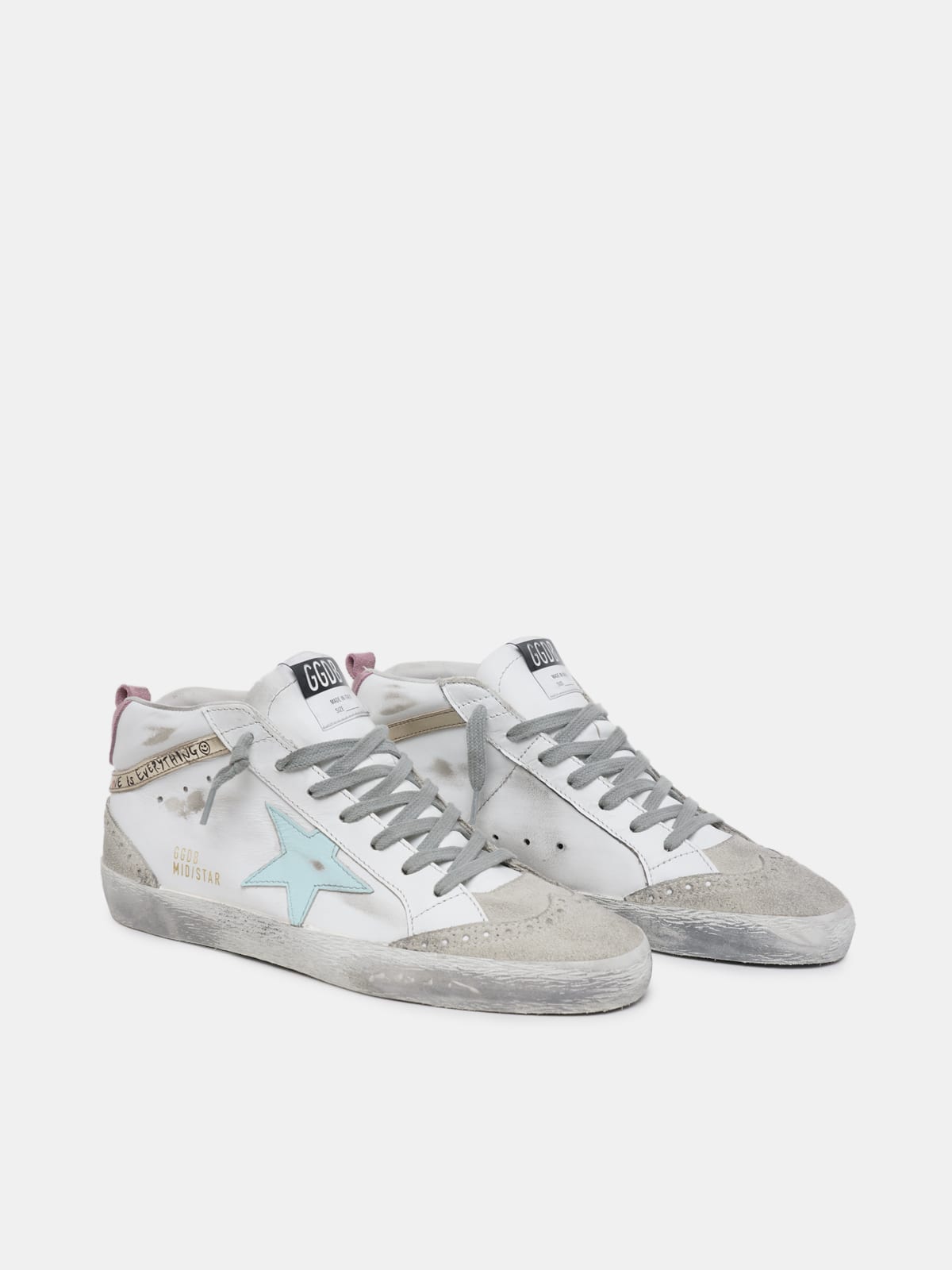 Golden Goose - Mid Star sneakers with "Love is everything" lettering in 